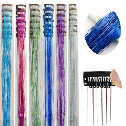 6 peças de extensões de cabelo com presilha Tinsel, pacote com 6 peças de Tinsel para cabelo de 20 polegadas, extensões de cabelo com glitter resistentes ao calor