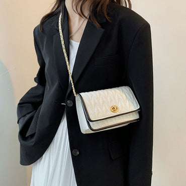 New Fashion Women's Shoulder Bag Simple Chain Texture Small Square Bag Light Luxury Party Crossbody Bag Purses and Handbags