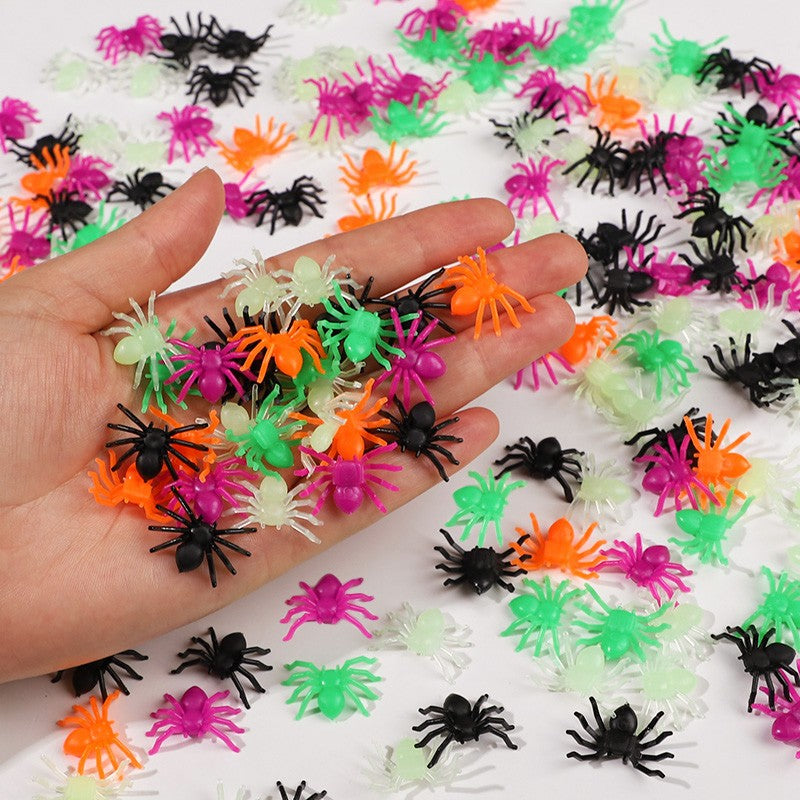 50Pcs Mini Spiders For Halloween Party Spider Web Decoration Halloween Haunted House Home Table Horror Props Kid Tricky Toy