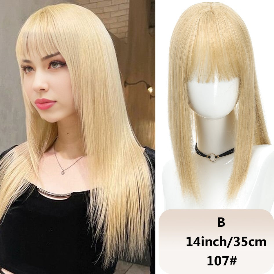 Franja sintética feminina de 25 cm/35 cm, lisa, aplique de cabelo topo, três presilhas, peruca preta/peruca marrom/peruca bege/peruca cáqui