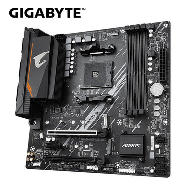 Placa-mãe GIGABYTE Nova B550M AORUS ELITE Micro-ATX Soquete AM4 para CPU Ryzen Série 5000 4000 3000 DDR4 de Canal Duplo SATA3 M.2
