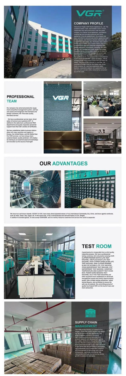 VGR Electric Shaver Professional Beard Trimmer Rechargeable Razors Foil Shaver Reciprocating Mini Shaving Machine for Man V-375