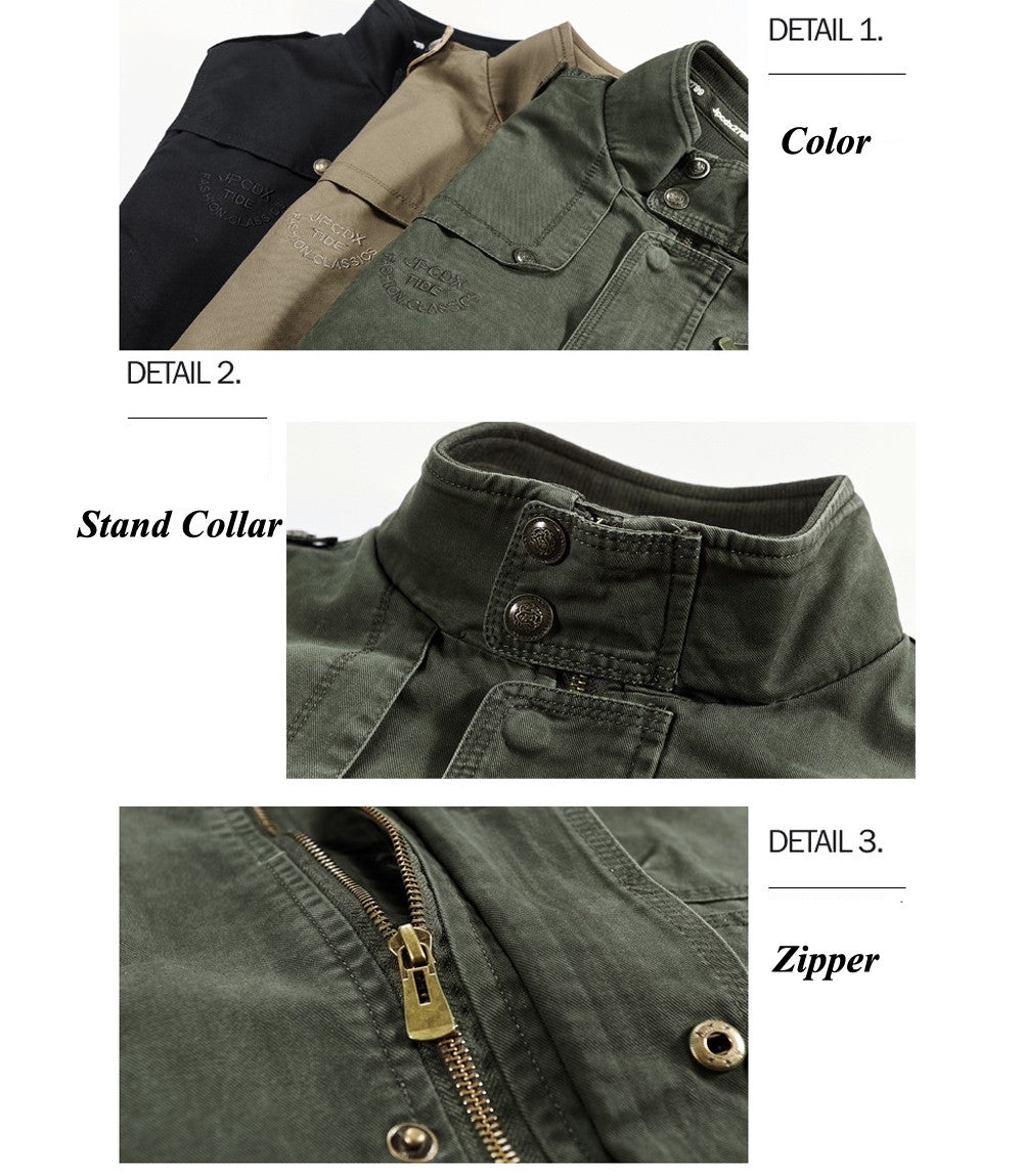 Autumn Men's Military Jacket Casual Man Stand Collar Cotton Business Coats Men Multi-pocket Windbreaker Jackets Clothing 7XL