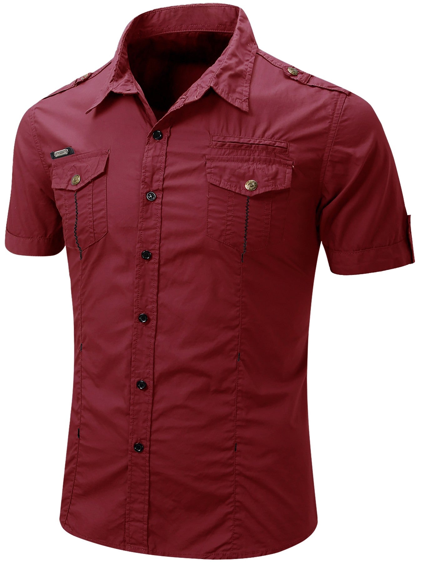 New Fashion 2023 Men's Safari Shirt Short Sleeve Summer Casual Tactical 100% Cotton Cargo Outdoor Pocket Work Shirts for Men