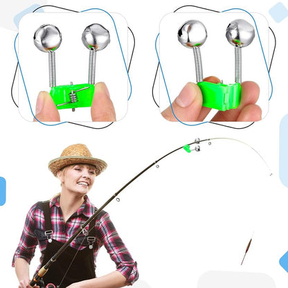 10-1PC Fishing Bite Alarms Fishing Rod Bells Tip Clip Bells Ring Green ABS Fishing Accessory Outdoor Pole Fish Bites Indicators