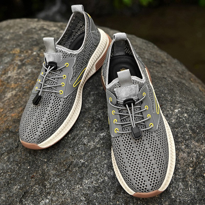 Sapatos Masculinos Casuais de Couro Genuíno para Exteriores Marca de Sapatos Masculinos para Escalada Caminhada Viagem Sapatilhas Respiráveis Masculinas Calçados de Verão