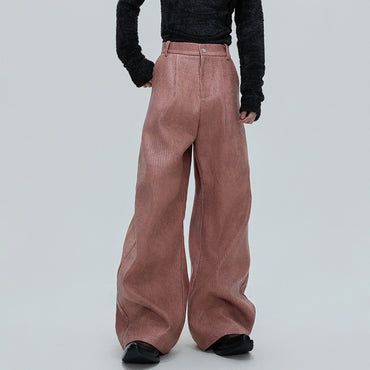 LUZHEN Fashion Original Metal Color Wide Leg Casual Pants Men 2025 New Luxury Solid Color High Quality Handsome Trousers JY4784