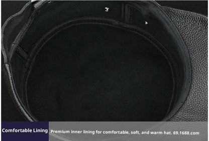 Winter Genuine Leather Flat-Top Cap | Men's Casual Cowhide Baseball Cap Lightweight and Breathable Classic Timeless Design