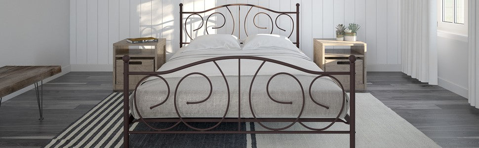 Cama de Plataforma Estofada com 28 cm de Altura para Suporte Elevado de Colchão, Não Necessita de Box Spring, Queen, Couro Sintético Preto