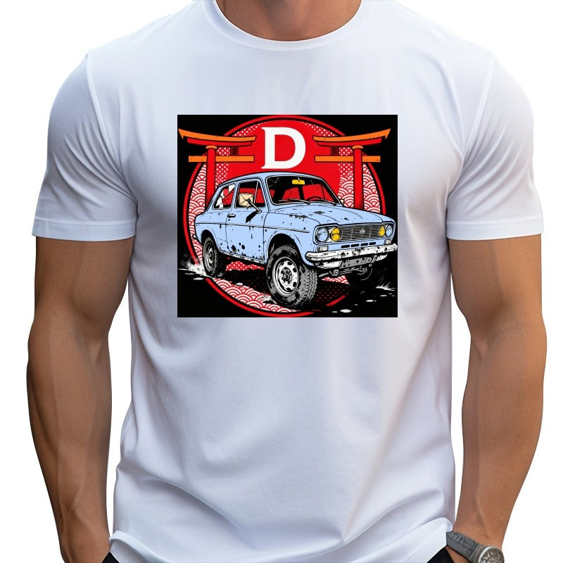 Loose large size Street racer fashion T-shirt breathable comfy crewneck Hip Hop Fun Cartoon 100% Cotton Top