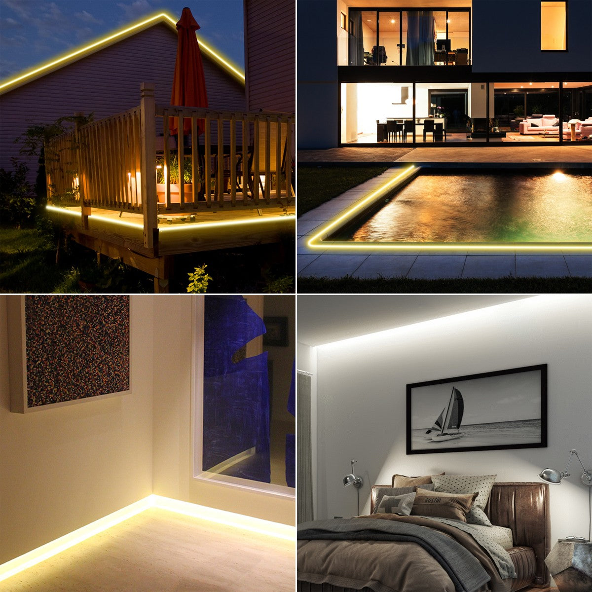 110V 220V Cob LED Tape Outdoor Waterproof Christmas Decor 5/10/20/30M Neon Led Strip with Switch Garden Lights For Kitchen Room