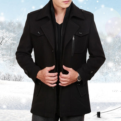 Overcoat 4XL Autumn Winter Mens Wool Trench Coats Fashion Middle Long Jacket Male Double Collar Zipper Coat Windbreak Woolen