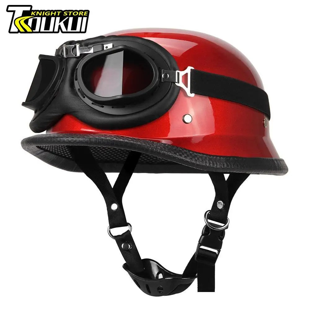 Capacete De Moto Retro Alemão Vintage Moto Capacete DOT Certificação Meio Capacete Homens Mulheres