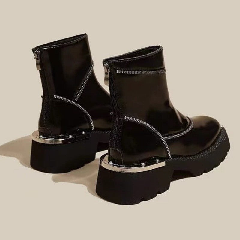 New Winter Fashionable Comfortable Elegant Women's Short Boots Round Toes Square Heels Thick Soles Heightening Fashion Boots