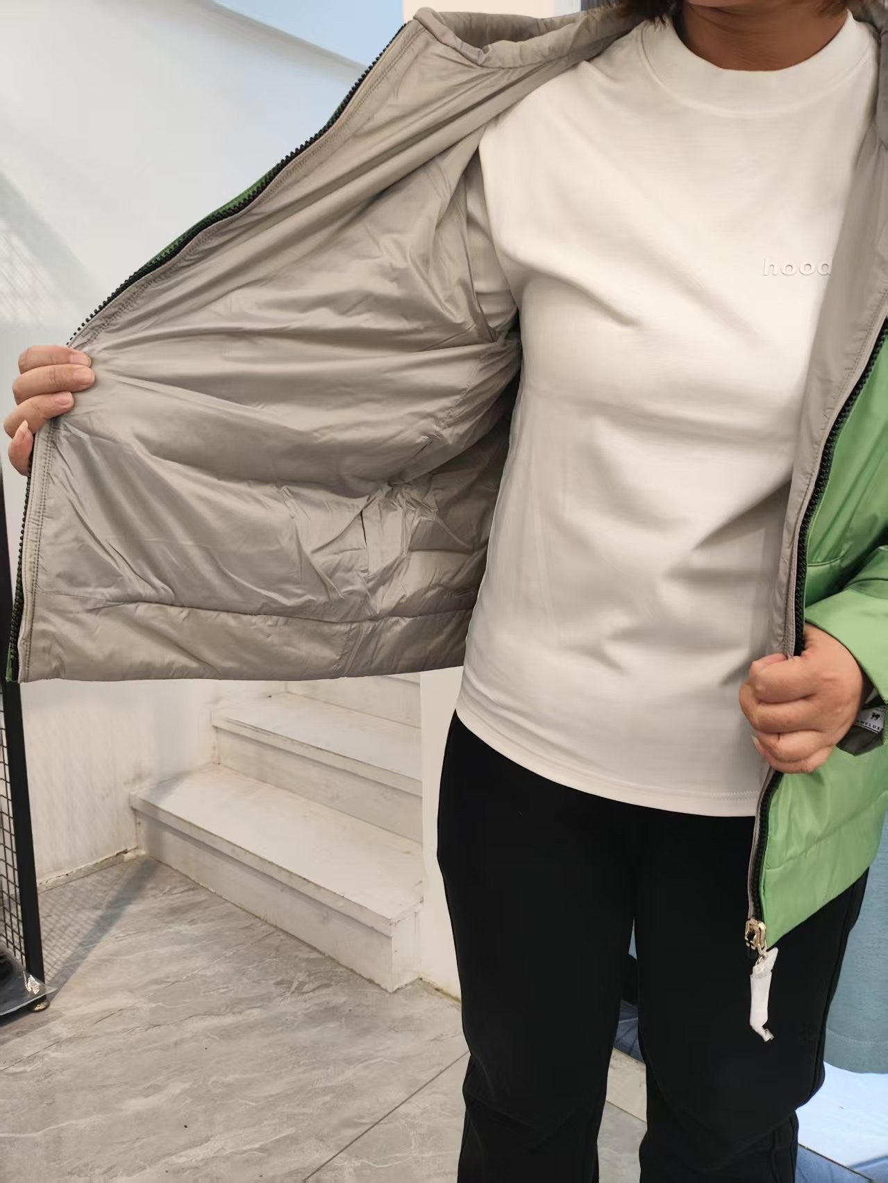 Fenggejiwo women's silk camel velvet baseball jacket casual silk jacket solid color double-sided jacket