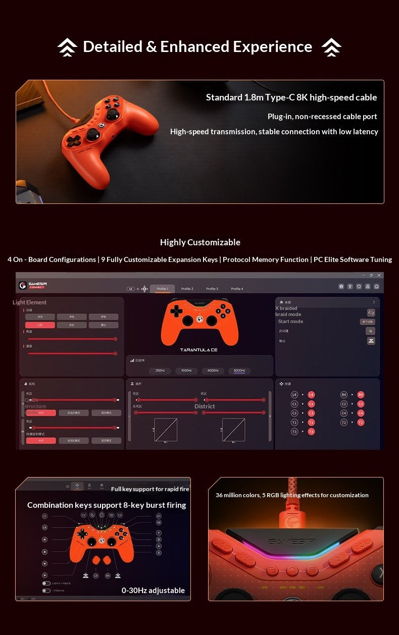 GameSir T3 Pro 8k Nine-Tailed Fox Wired Esports Controller for PC/Switch – JS13Pro TMR Joystick Hall Effect Triggers