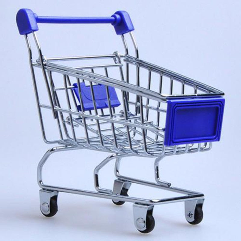 Mini Supermarket Shopping Trolley Cart Desktop Model Children's Toys Home Decoration Miniature