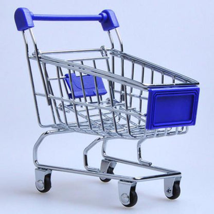 Mini Supermarket Shopping Trolley Cart Desktop Model Children's Toys Home Decoration Miniature