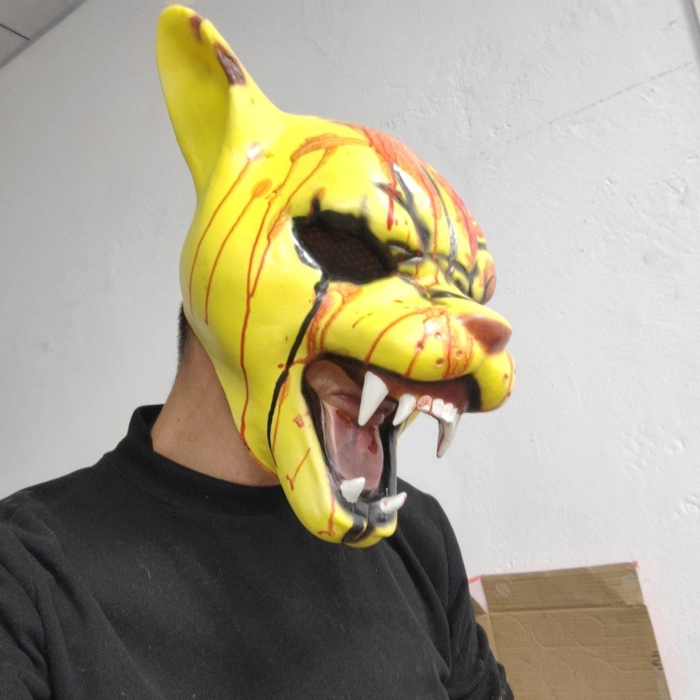 Hotline Miami Tony Tiger Mask Game Cosplay Funny Animal Head Cover Horror Tiger Mask Halloween Party Prop Bloody Tiger Mask