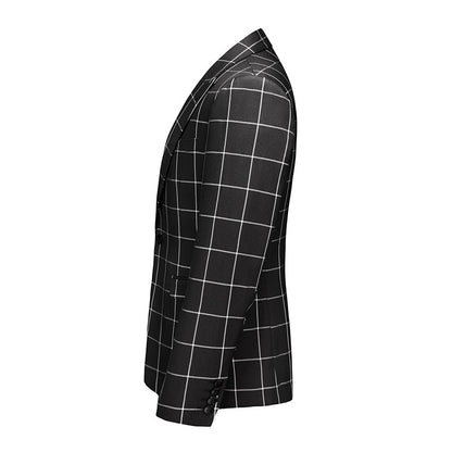 Single Breasted Plaid Suit Men's Clothing Fashion Simple Men Business Social Wedding Party Tuxedo Dress Blazers Jacket