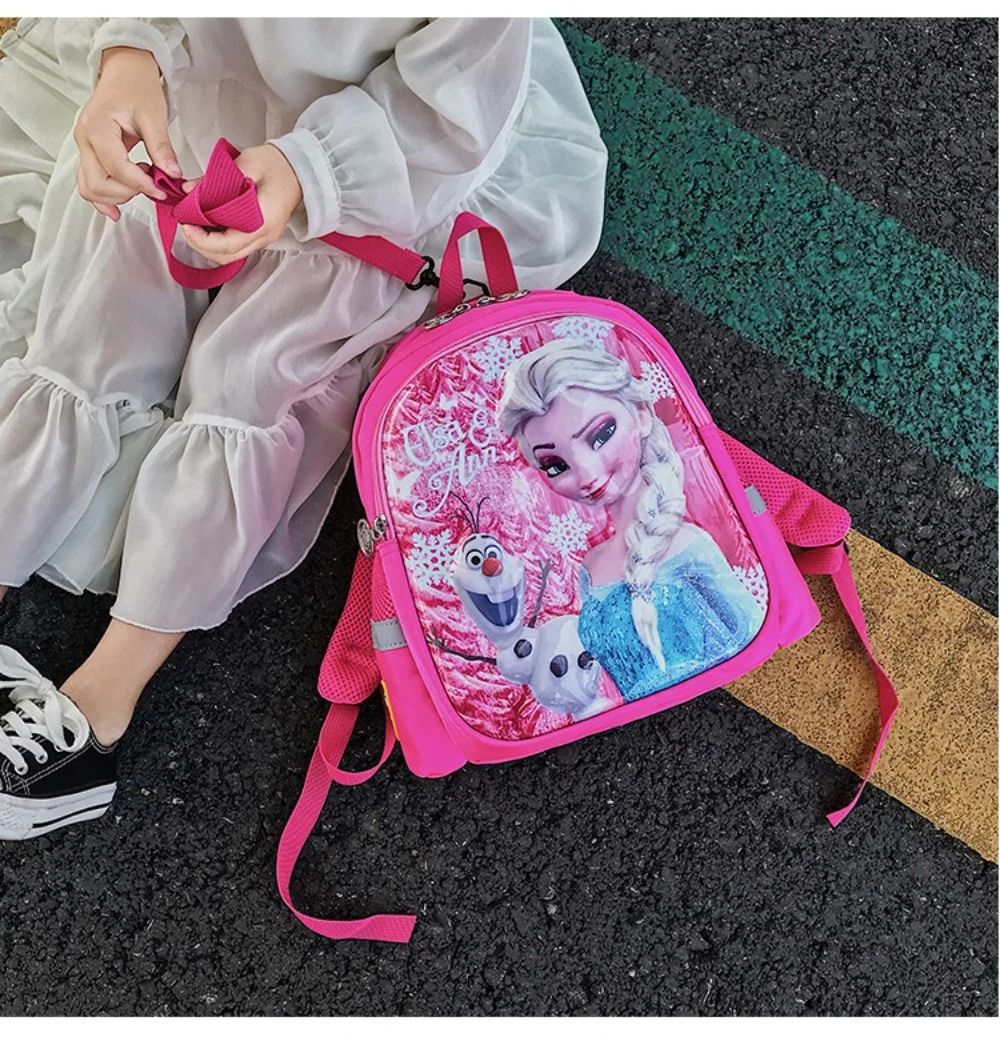 Mochila Escolar Infantil Feminina Disney Frozen 2 Elsa Princesa Desenho Animado Jardim de Infância Moda Viagem Dupla Alça Costa Criança Pequena Bagagem