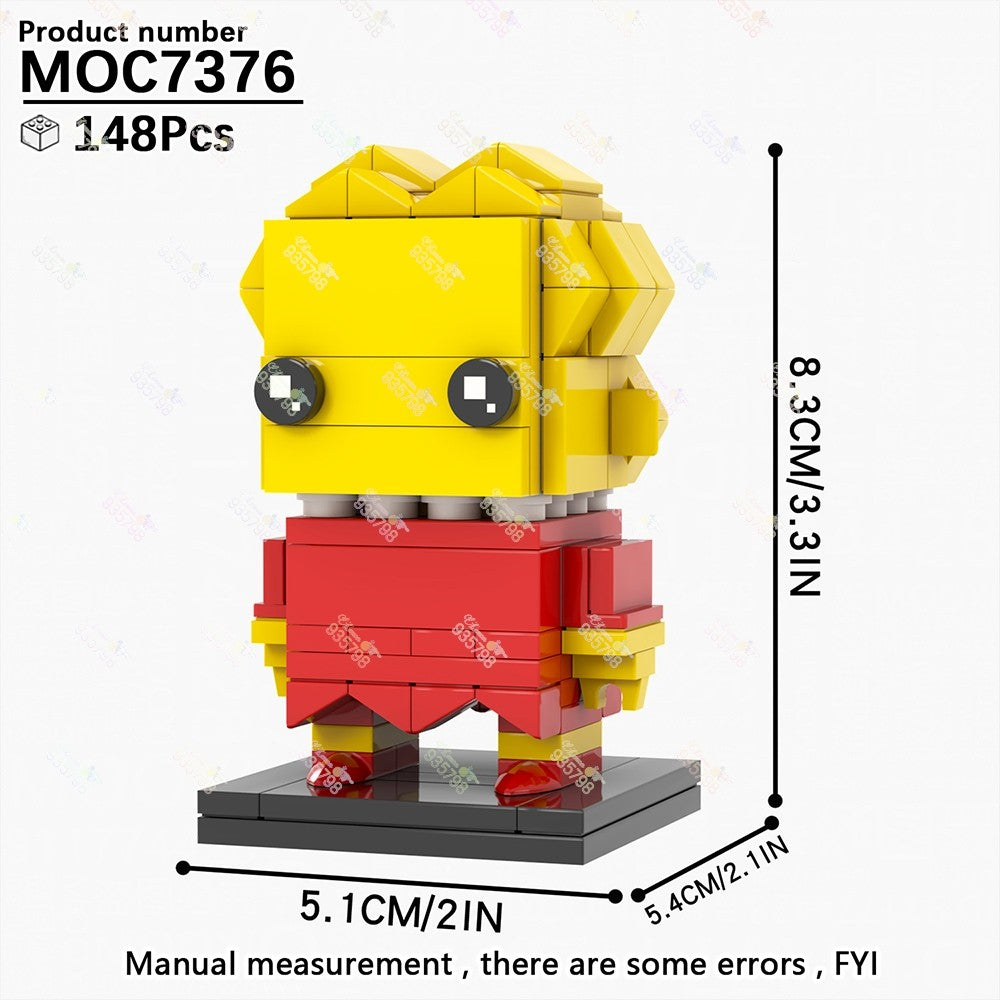 MOC Animação Série Bonecos para Montar Brickheadzed Marge Bart Maggie Homer Brinquedo DIY Modelo de Personagem Montar Tijolo Presente Infantil