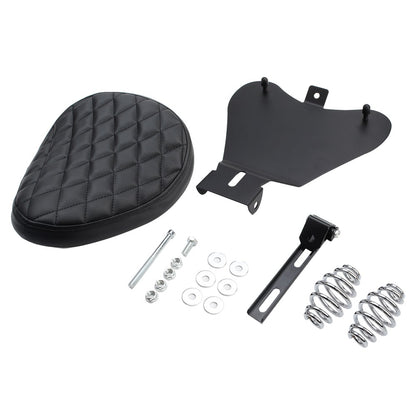 1 CONJUNTO Banco Solo de Couro Retrô para Moto com Suporte de Mola de 3" para Harley Custom Chopper Sportster Bobber Honda Yamaha Kawasaki