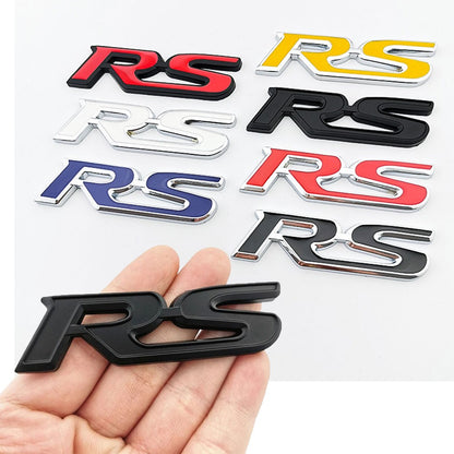 Adesivo 3D RS de Metal, Letras, Logotipo, Grade Dianteira, Porta-Malas Traseiro, Emblema, Crachá, Acessórios para Carros Esportivos RS