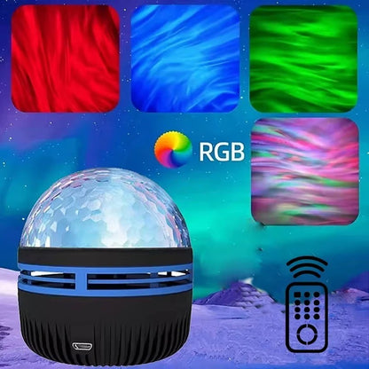 1pc Northern Lights LED Atmosphere Projector,7 Modes, Starry Rotation Projection,USB Powered,Remote Control,For Bedroom Decor