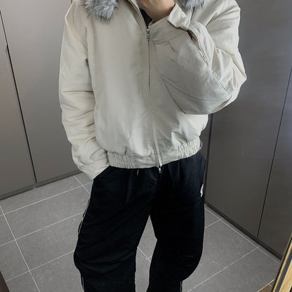 2025 Winter New Fashion Mountain Carving Imitation Wolf Fur Coat Men and Women Y2K Harajuku Hip-hop Pop Bomber Jacket Cleanfit