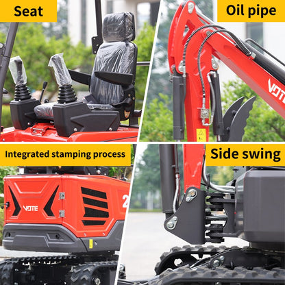Mini Escavadeira 1 Ton Motor Kubota EURO 5 China Barato 2 Ton Escavadeira de Esteira 1.8 Ton para uso doméstico Escavadeira agrícola de 3 Ton para venda personalizada