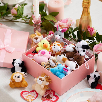 12-100 Conjuntos de Presentes de Dia dos Namorados para Crianças Chaveiro de Pelúcia de Animal com Cartões de Dia dos Namorados para Troca em Sala de Aula Lembrancinhas
