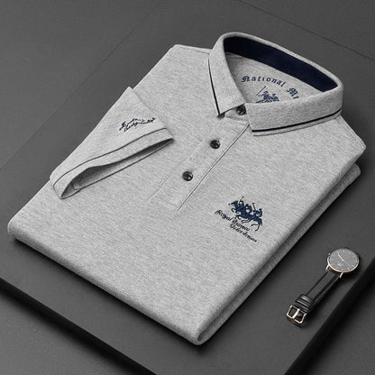 New Summer Embroidered Pure Cotton Men's Luxury Polo Shirt Top Casual Short Sleeved Fashionable Wrinkle Resistant Men's T-shirt