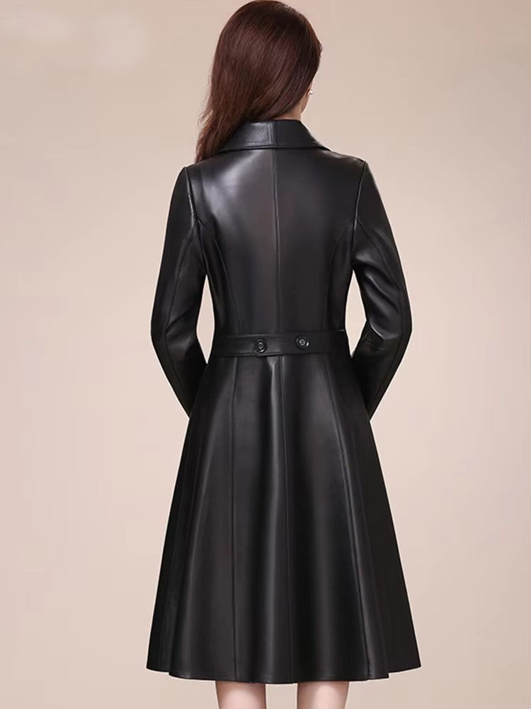 Mauroicardi Spring Autumn Fitted Soft Black Pu Leather Blazer Jacket Women Single Breasted Elegant Luxury Designer Clothes 2025