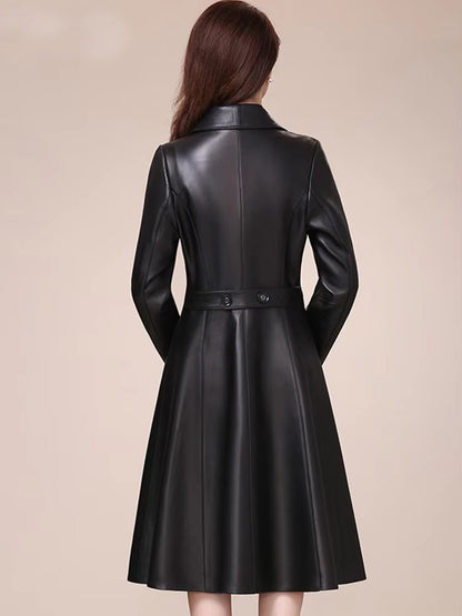 Mauroicardi Spring Autumn Fitted Soft Black Pu Leather Blazer Jacket Women Single Breasted Elegant Luxury Designer Clothes 2025