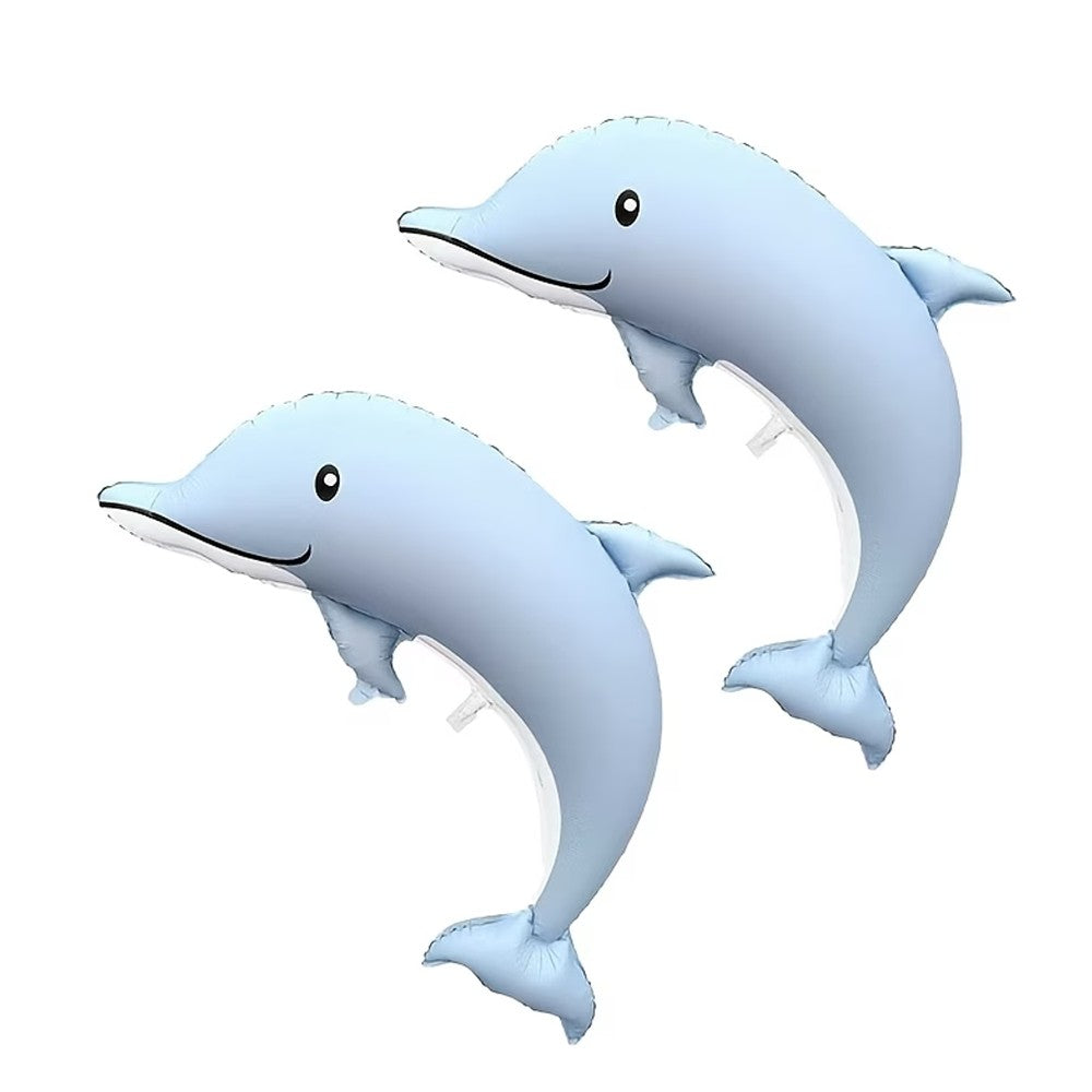 2pcs 46-inch Matte Big Dolphin Aluminum Foil Balloons, Birthday Party Decoration, Room Background Wall Decoration