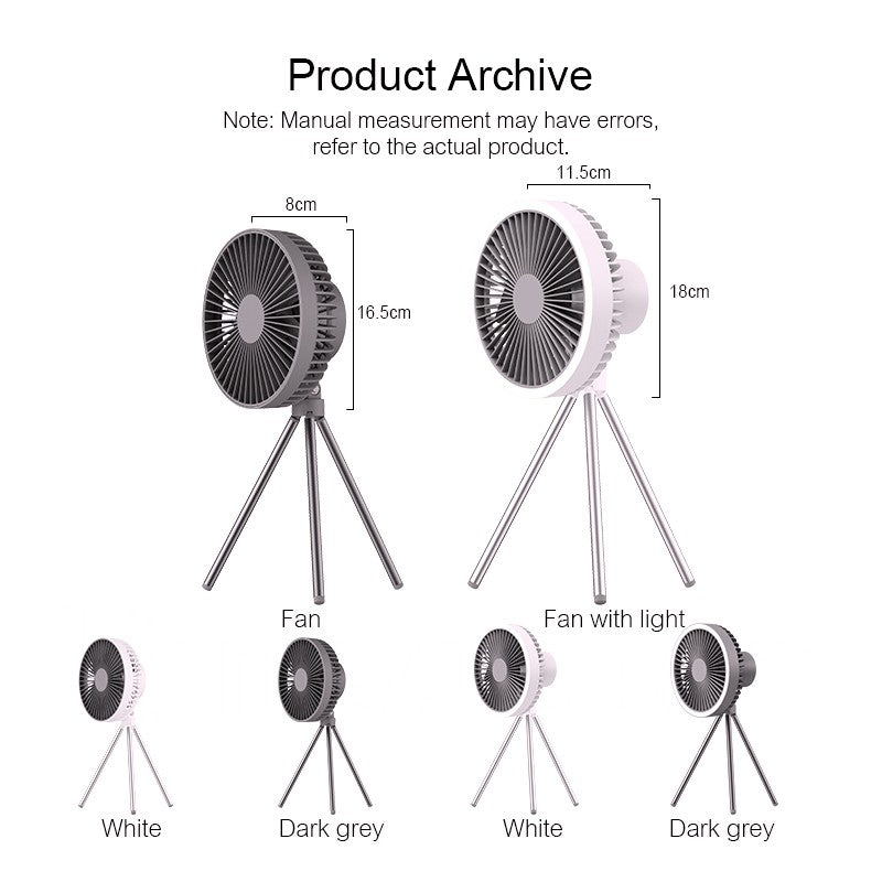 10000mAh 4000mAh Camping Fan Rechargeable Desktop Portable Circulator Wireless Ceiling Electric Fan with Power Bank LED Lighting