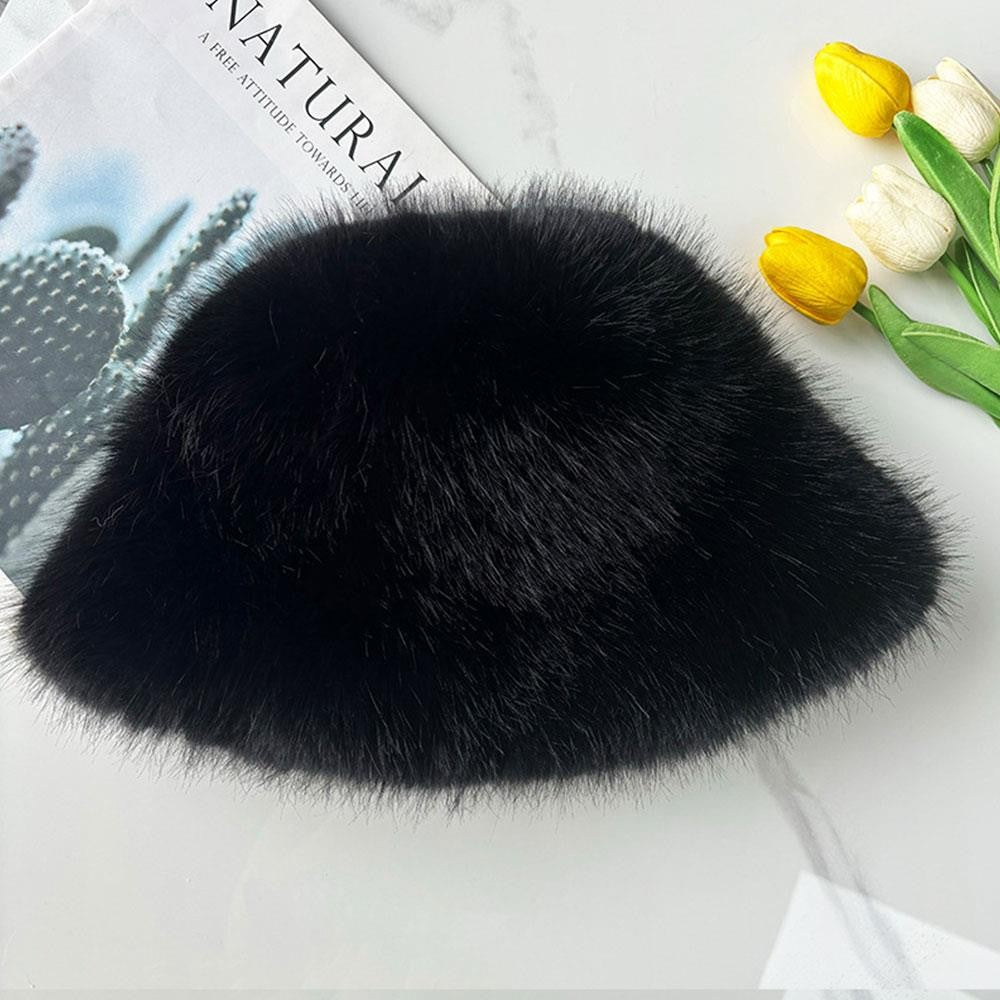 Winter Fluffy Fur Bucket Hat For Women Warm Plush Fisherman Hat Thicken Plush Ear Protection Cap Outdoor Windproof Panama Caps