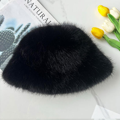 Winter Fluffy Fur Bucket Hat For Women Warm Plush Fisherman Hat Thicken Plush Ear Protection Cap Outdoor Windproof Panama Caps