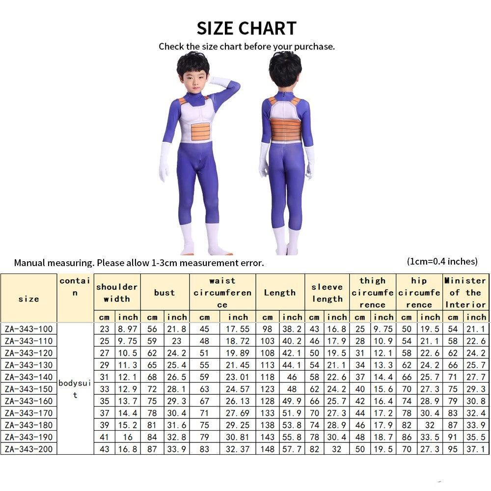 Anime Children's Vegeta Role-playing Costumes Paired With Tricolor Wigs Adult Super Saiya Bodysuits Holiday Party Costumes