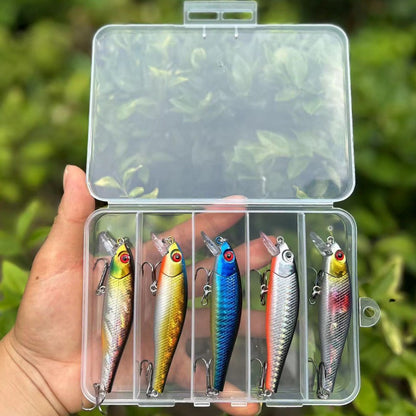 5PCS/BOX Minnow Fishing Lure Artificial Hard Bait Bionic 3D Eyes Floating Wobbler Crankbait Bass Trolling Fishing Tackle