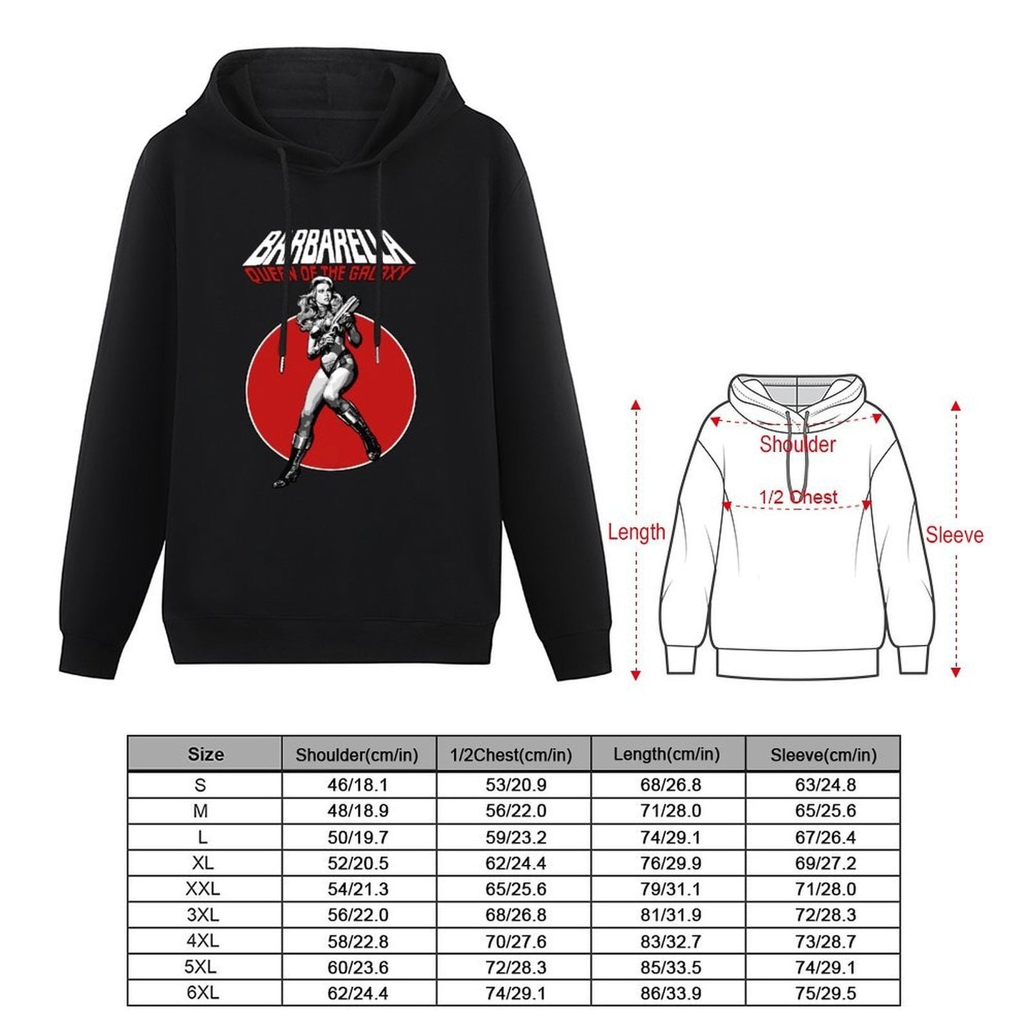 Barbarella - Queen of the Galaxy Hoodie japanese style men's winter sweater mens designer clothes mens hoodie