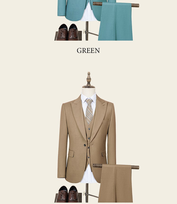 ST Cassy High Quality Men's Suit Summer thin Green  Slim Fit Formal Business Office Men's Suits?jacket+Vest+Pants?