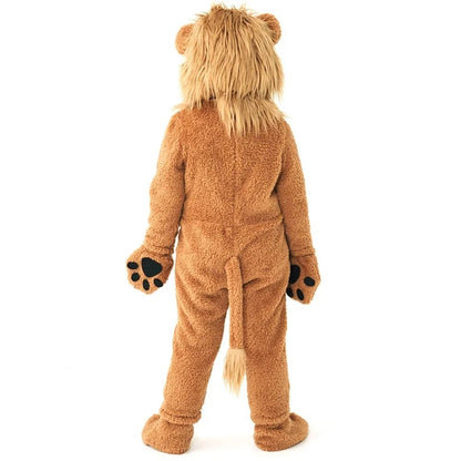 Boys Girls Lion King Cosplay Costume Baby Kids Furry Plush Furry Animal Outfits Jumpsuit Child Birthday Halloween Party Costume