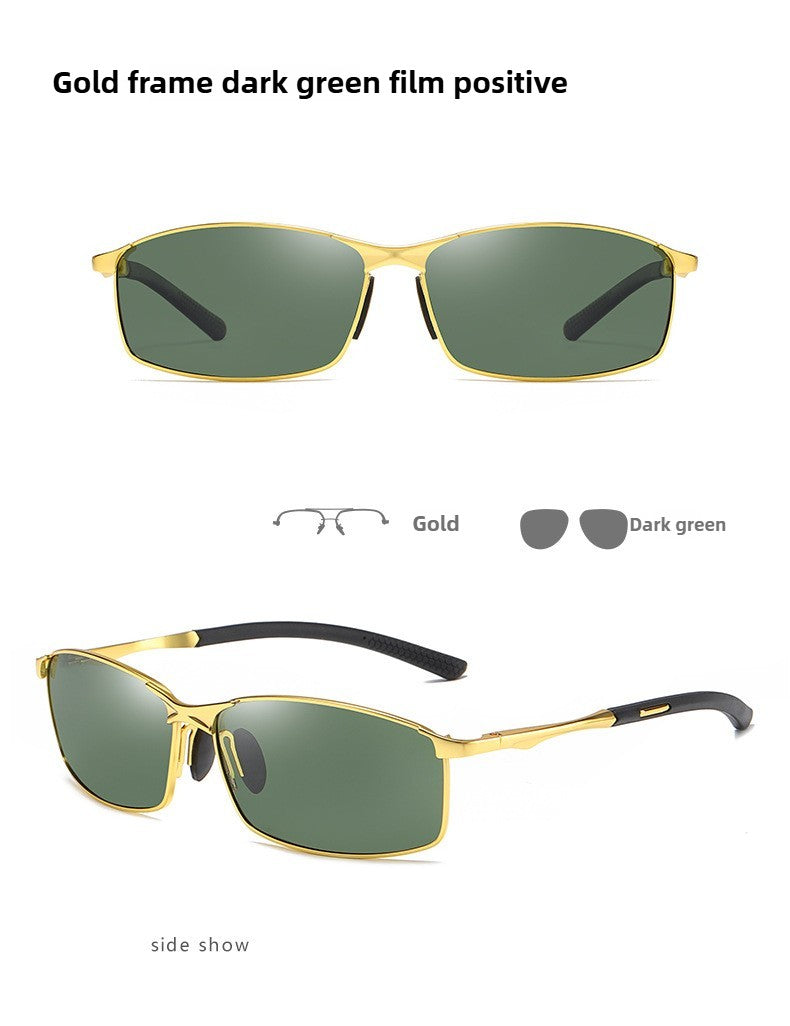 Óculos de Sol Polarizados com Armação de Metal e Lentes Fotocromáticas, Visão Noturna, Adequados para Esportes, Ciclismo, Pesca, Condução e Acampamento