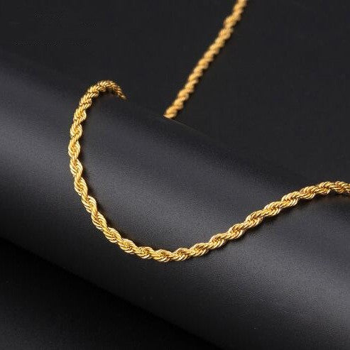 Colar 3mm Clássico de Aço Inoxidável Torcido Corrente Longa Pingente para Homens Mulheres Estilo Punk Hip Hop Rock Personalidade Gargantilhas Joias