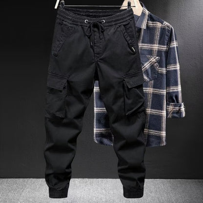 Solid Cargo Pants for Men Casual Loose Fit Ankle Banded Trousers Suitable for Spring and Autumn Grey Black Green