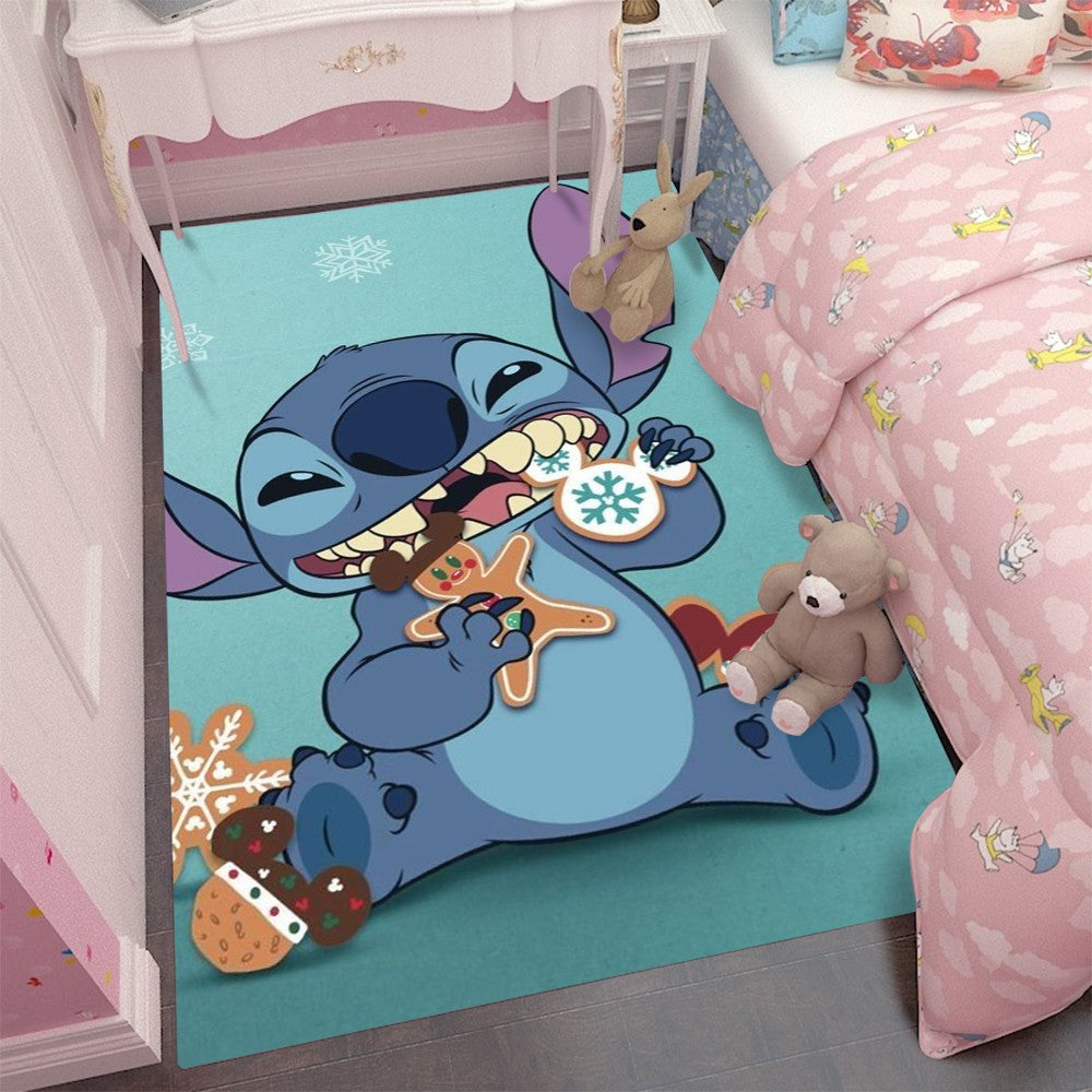 MINISO Stitch Cartoon Area Rug Blue Pink Living Room Decor Carpet Bedroom FloorMat Soft Comfy Rug for Disney Lovers Kids PlayMat