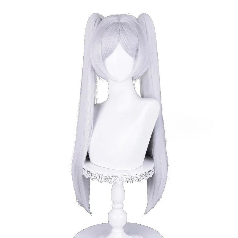 Anime Frieren Cosplay Wig Silver White Two Ponytails Heat Resistant Synthetic Hair Wigs