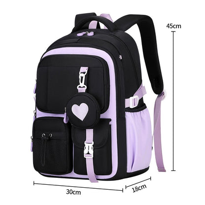 Mochila Escolar Estojo Lancheira Love Pattern Três Peças Tecido Nylon Impermeável Menino Menina Adolescentes Mochila Tendência
